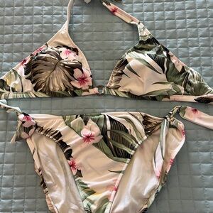 Pink and Green Camouflage Bikini Set